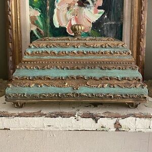 Elegant Gold and Green Decorative Box